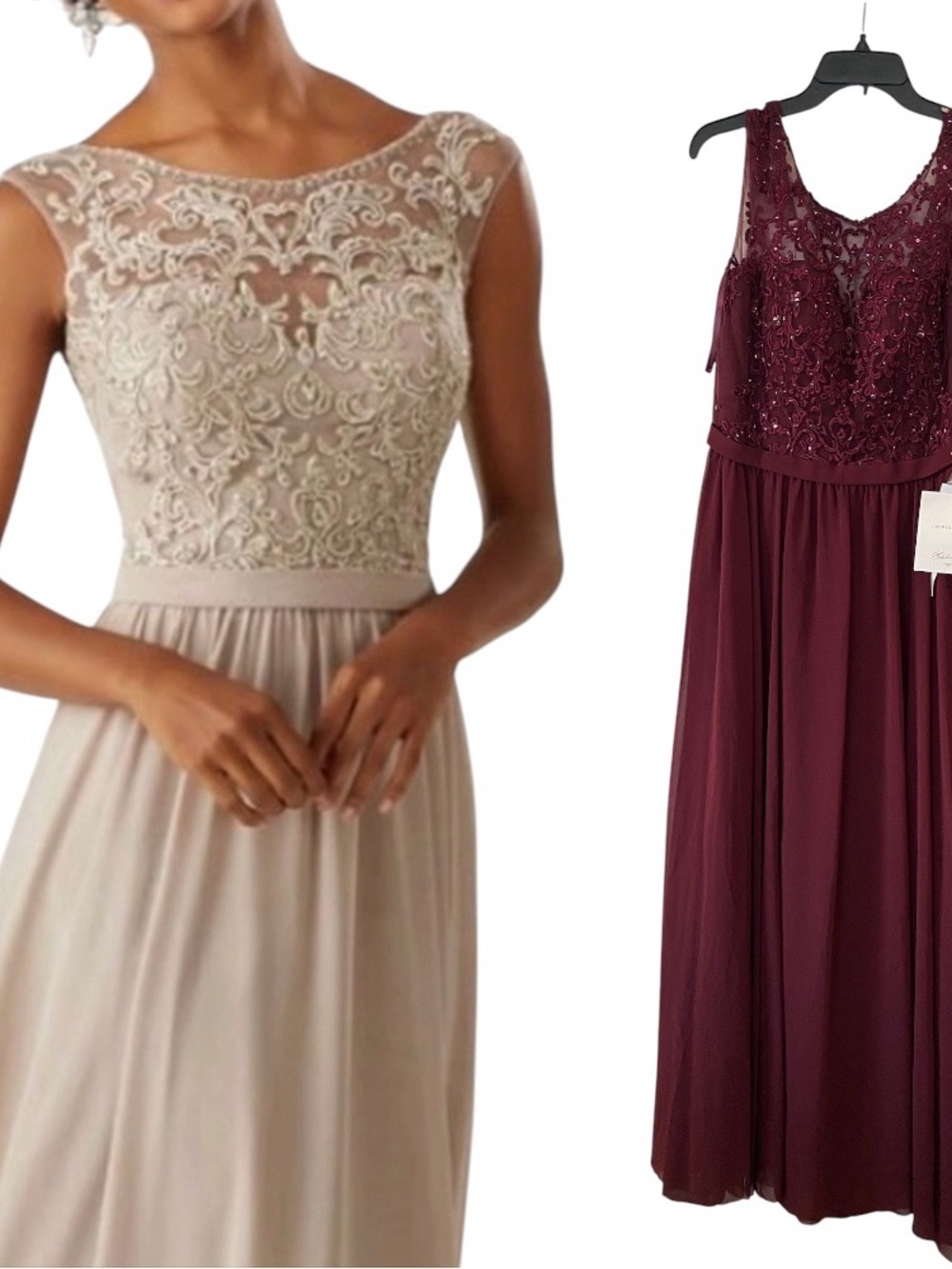 MORILEE WINE Beaded Embroidered MAXI GOWN Burgundy Dress NWT Flaw